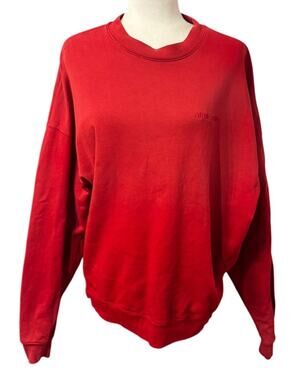 Anine Bing Miles Sweatshirt Red Embroidered Logo Oversized 100% Cotton Small